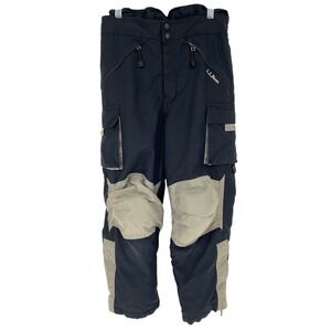 L.L.Bean Kids Snow Pants Ski Snowboard Medium 10/12 Black Tan Winter EUC